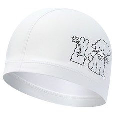 랠리 스포츠 아동용 우레탄 코팅 수모 디자인 수영모자 PRKC923, White, 1개