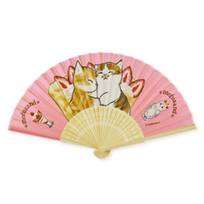 Miravivi 貓福珊迪摺扇, 草莓圖案, 可愛便攜, 夏日必備, 草莓, 1個
