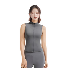 Market Pia女款瑜珈皮拉提斯修身拉鍊無袖背心