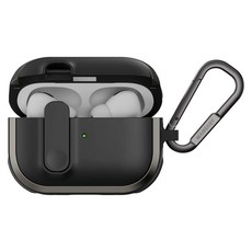 MAGEASY Odyssey AirPods 4 抗衝擊磁扣耳機殼 金屬黑 附金屬扣環, 1個