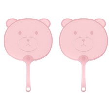 올하이 휴대용 여름 귀여운 PP 부채, 2개, 곰돌이핑크 2개, 곰돌이핑크