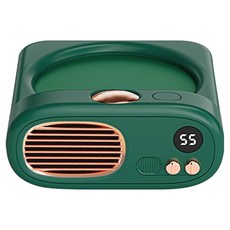 ANTIAN 復古電視造型智能恆溫加熱杯墊，三檔保溫，110V台灣適用，綠色款, 1台, 綠色