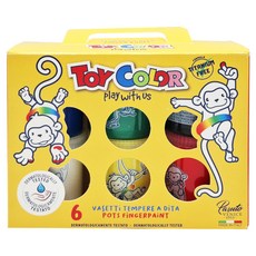 TOY COLOR 兒童無毒水洗手指膏,6色80ml,安全無毒水洗配方, 6色, 80ml
