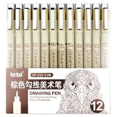 leto 樂途文具 ABM棕色書法繪圖筆 12種組, 1組, 單色