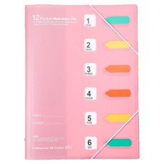 로타 12포켓 인덱스 도큐먼트 휴대용 파일, 핑크, 1개