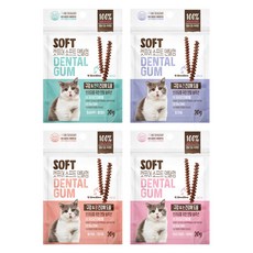 캣퓨어 고양이 소프트 덴탈껌 4종 세트, 1세트, 혼합맛(생선/닭고기)