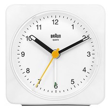 BRAUN 클래식 아날로그 크레센도 알람 무소음 사각 탁상시계, 화이트