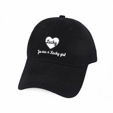 PORABELLA 運動純色愛心字母刺繡防曬帽 HAT021, 均碼黑色，防曬運動帽, 1個, 均碼, 黑色