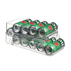 收納部屋 雙層飲料架 小(34 x 17 x 9.5~14.5cm) 透明色 冰箱飲料收納, 小(34 x 17 x 9.5~14.5cm), 1個