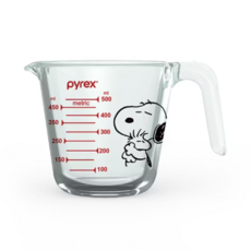 Corelle Brands 康寧餐具 Pyrex Snoopy單耳量杯500ml，耐熱玻璃材質，精準測量，可愛圖案, Snoopy, 500ml, 1個