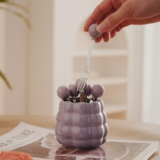 多巴胺水果叉子組合組, 1套, 紫色, 收納盒+2匙+4叉