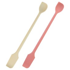 JR矽膠雙向奶油果醬刀兼用長湯匙 2件組, 1套, 奶油色, 粉色