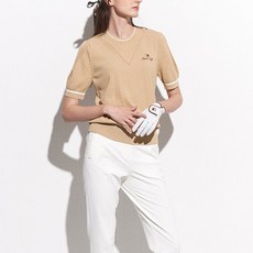 女款圓領羅紋細節套頭短袖針織高爾夫上衣 GFKPD255
