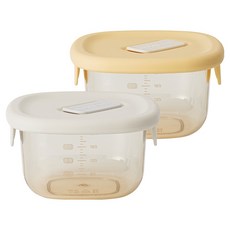 마더케이 허그 PPSU 이유식 용기 260ml x 2종 세트, 크림, 레몬, 1세트