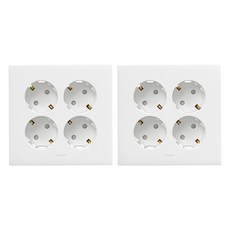Legrand 羅格朗 Apella White 4孔嵌入式插座, 2個