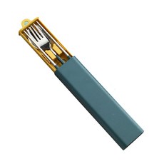 Axis 艾克思 304不鏽鋼北歐簡約攜帶式3合1環保餐具組, 1組, 藍青色