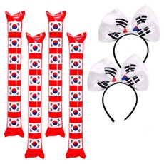 파티쇼 태극기인쇄 응원용 막대풍선 2p x 2개 + 점보 태극기 머리띠 2p 세트, 혼합색상, 1세트 혼합색상, 1세트