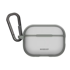 MAGEASY Roam 城市漫遊霧透AirPods4耳機保護殼，霧透灰，防刮耐磨，附登山扣，無線耳機保護套, 1個