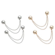 Juninimall 製作露臍上衣褲腳袖子固定鍊磁吸鈕扣 圓形 2種*2入組, 1套, 黃金白銀