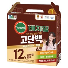 베지밀 고단백 두유 초코, 190ml, 16개