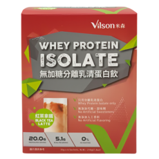 Vilson 米森 無加糖分離乳清蛋白飲 紅茶拿鐵 6包入，每包含20克蛋白質，獨立包裝方便攜帶, 35g, 1盒
