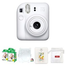 FUJIFILM 富士 instax Instax Mini 12即時相機 克萊白+底片 60入+保護殼 透明+馬卡龍2層相冊 隨機出貨+Logo收納包 隨機, 1套, 一次成像迷你 12