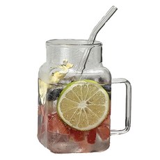 法國Mars大容量牛奶角玻璃杯 600ml+吸管組 MMM2710, 1套