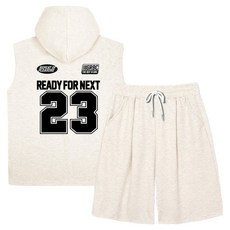 ILLUSO 特雙面Boy Girl Next 23寬鬆版型無袖連帽T百慕達短褲上下套裝