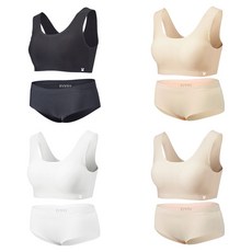 LITTLE RABBIT Golden Rabbit女童款無縫U型胸罩 4件+三角內褲 4件組