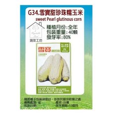 蔬菜工坊 雪寶甜珍珠糯玉米種子 G34, 40個
