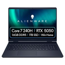 델 2025 에일리언웨어 오로라 16 코어7 인텔 14세대 지포스 RTX 5050, 인터스텔라 인디고, 1TB, 16GB, WIN11 Home, DAC16250-WH03KR