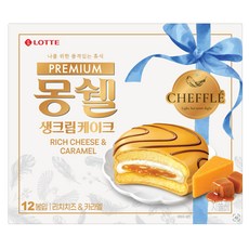 몽쉘 생크림 케이크 리치 치즈 & 카라멜 치플레, 444g, 1개