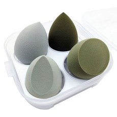 블루무역 에그 퍼프 4종 + 달걀 케이스, 올리브, 1세트