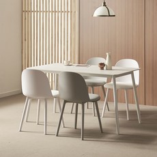보니애가구 포지타노 1400 포세린 세라믹 식탁 + 의자 4P 세트 방문설치, 식탁(화이트) + 의자(화이트2P + 그레이2P)