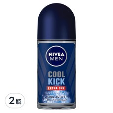 NIVEA 妮維雅 男士止汗爽身乳液 瞬間酷涼系列 激爽制汗 48小時 持久乾爽無異味, 麝香, 50ml, 2瓶