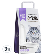 헬로키튼 고양이 응고형 카본 벤토나이트 모래, 7kg, 3개, 무향