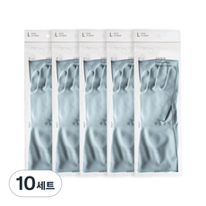 생활공작소 라텍스 고무장갑 일반형 양손 세트, 파스텔블루, 대(L), 10세트