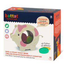 battat EDUCATION B.Toys 科育感統玩具 比奇豬存錢筒, 18個月以上, 精細動作玩具, BE3707Z, 1盒