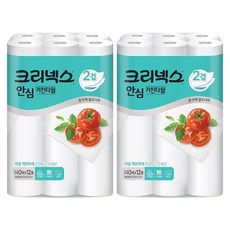 크리넥스 천연펄프 클래식 안심 키친타올 140매, 12롤, 2개