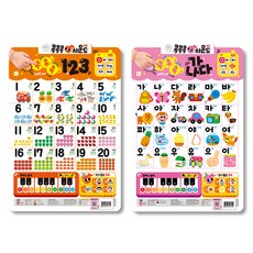 터 NEW 콕콕콕 사운드 유아 학습 벽보 123 + 가나다, 2세트, 키움