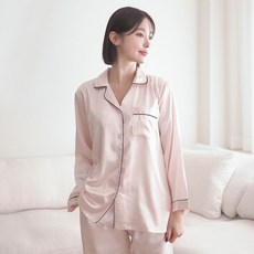어나더디 커플용 긴팔 샤무즈 실크 잠옷 세트