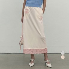 키르시 여성용 레이스 포인트 져지 롱 스커트