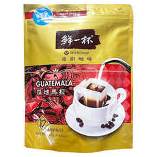 鮮一杯 瓜地馬拉濾掛咖啡, 中焙, 花香奶油紅茶焦糖風味, 12份, 11g, 12包, 1袋