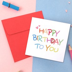 2Youngdesign 迷你卡片 10入+信封 10入, 彩虹生日快樂, 1套