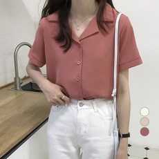 두봄 여성용 베이직 하프 반팔 셔츠