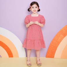 마리앤모리 여아용 제니 체크 원피스 + 헤어핀 세트