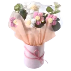 A-ONE 匯旺 粉色針織毛線花束 (尺寸: 15*45cm)，含提袋，贈送提袋+花藝卡片+LED燈, AE-FT2, 1組