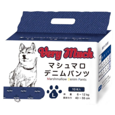Verymuch 棉花糖牛仔寵物尿褲，L號, 適用於體重6-12kg，腰圍40-55cm，10片裝, L(6~12kg 腰圍40~55cm), 10片, 1包