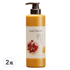 HAIR RECIPE 髮的食譜 水潤亮澤潤髮乳 蜂蜜石榴, 自然食材養護頭皮, 蓬鬆、清爽、強韌、滋養, 530g, 2瓶