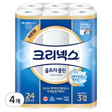 크리넥스 3겹 울트라클린 천연펄프 화장지 27m, 24롤, 4개